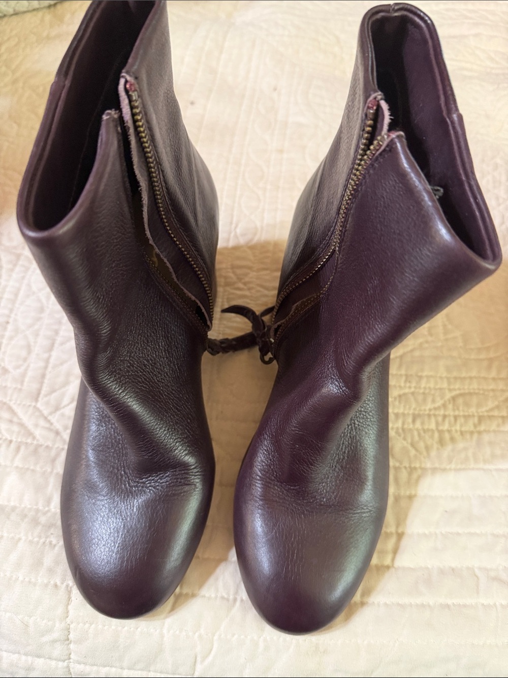Splendid Burgundy Leather Zip Ankle Booties